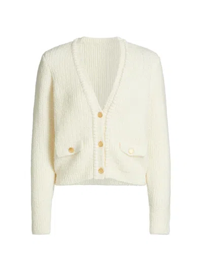 Frame Women's Double Pocket Crop Cardigan In White