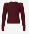 Frame Smocked Long-sleeve Crewneck Top In White