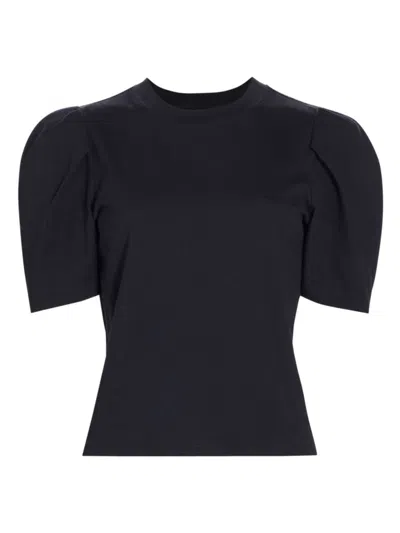 Frame Women's Draped Femme Puff-sleeve T-shirt In Navy