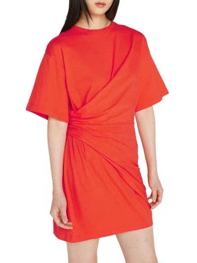 Frame Women's Draped Knit Mini Dress In Red Orange