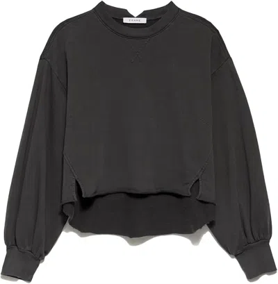 Frame Women's Easy Shirtail Sweatshirt In Faded Noir In Black