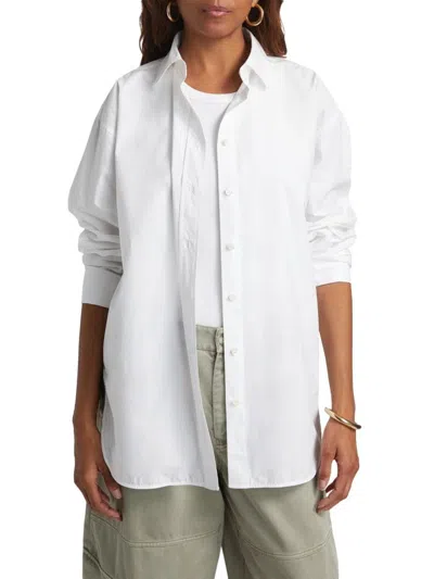 Frame Women's Exaggerated Cotton Oversized Shirt In White