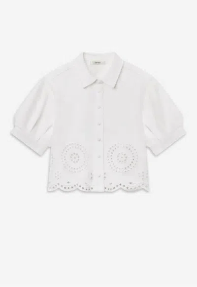 Frame Women's Eyelet Billow Sleeve Shirt In White