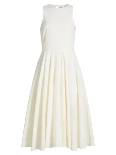 Frame Women's Eyelet Cotton Fit-&-flare Midi-dress In Cream
