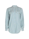 Frame Stripe Silk Button-up Shirt In Sky Blue Multi