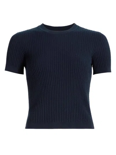 Frame Women's Fine Knit Short-sleeve Top In Blue
