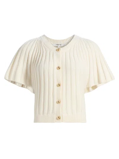 Frame Women's Flutter-sleeve Wool-cashmere Cardigan In Neutral