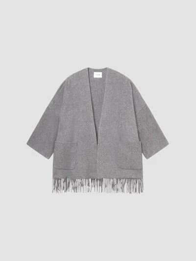 Frame Women's Fringe Hem Wool-blend Coat In Heather Grey