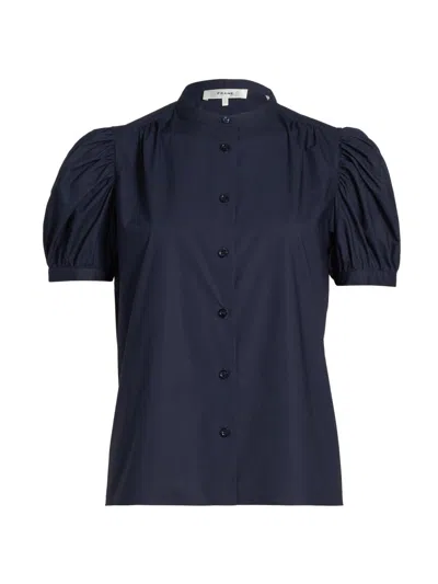 Frame Women's Gathered Puff-sleeve Top In Blue