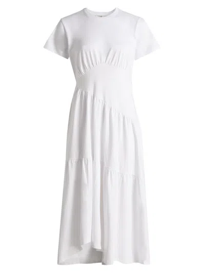 Frame Women's Gathered Seam Cotton Midi-dress In White