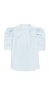 Frame Women's Gathered Top In Light Chambray In Blue