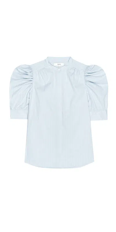 Frame Women's Gathered Top In Light Chambray In Blue