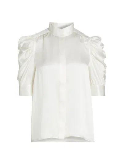 Frame Women's Gillian Ruched Silk Top In Off White