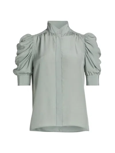 Frame Womens Sage Gillian Puffed-sleeve Silk Top