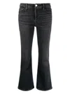 Frame Le Crop High Waist Raw Hem Mini Bootcut Jeans In Black