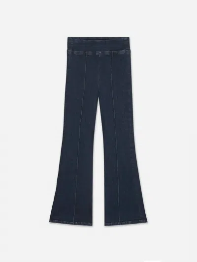 Frame Women's Jetset Crop Mini Boot Pintuck Jeans In Sheen Noir In Blue