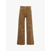 Frame Womens Khaki Green Plazzo Wide-leg High-rise Stretch-denim Blend Jeans In Khaki Green