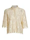 Frame Lace Button-up Shirt In Ecru