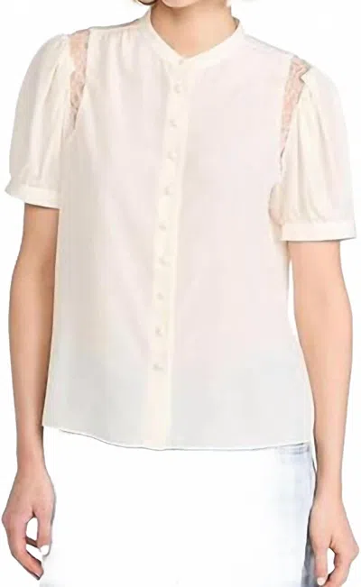 Frame Women's Lace Shoulder Inset Blouse In Cream