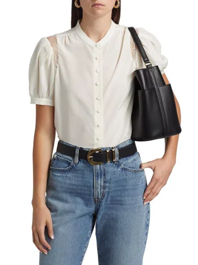 Frame Women's Lace Shoulder Inset Blouse In White