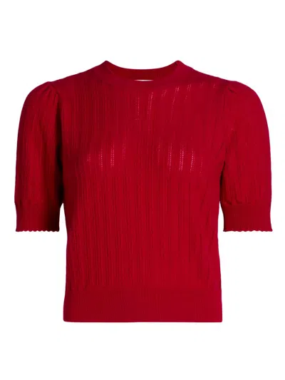 Frame Women's Ladder Pointelle Cashmere Short-sleeve Sweater In Pink