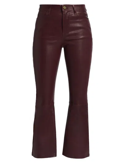 Frame Women's Le Crop Leather Mini Boot Pants In Burgundy