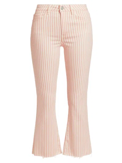 Frame Le Crop Mini Boot Jeans In Dusty Pink In Dusty Pink Stripe