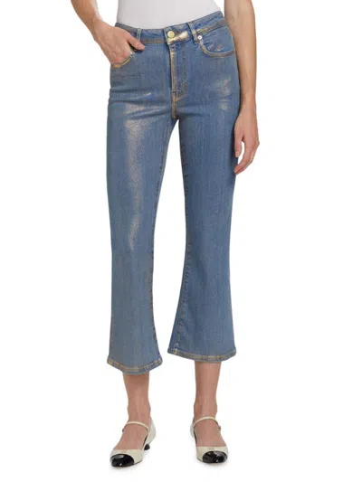 Frame Women's Le Crop Mini Boot Coated Jeans In Blue