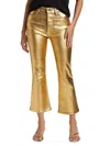 Frame Metallic-coated High-waisted Track Pants In Gold