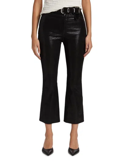 Frame Women's Le Crop Mini Boot Leather Pants In Black