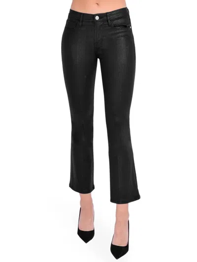 Frame Women's Le Crop Mini Boot Pants In Houndstooth Shine In Black