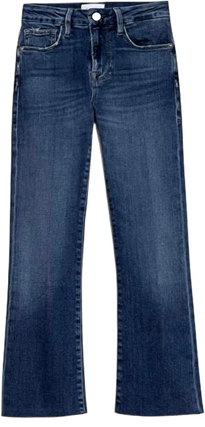 Frame Women's Le Crop Mini Boot Raw Edge Jeans In Crosslane In Blue