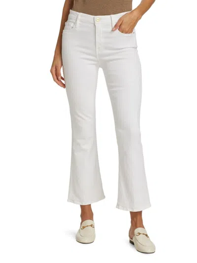 Frame Women's Le Crop Stretch Mini Boot-cut Jeans In White