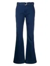 Frame Le Belted High Waist Flare Trouser Jeans In Blue