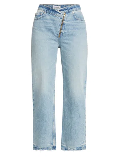 Frame Women's Le Jane Asymmetric Zip Crop Jeans In Rhode