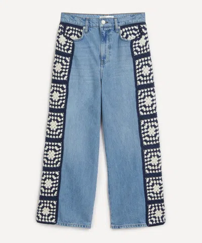 Frame Women's Le Jane Crop Crochet Jeans In Baines Clean
