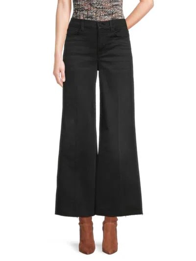 Frame Women's Le Palazzo Raw Cuff Cropped Jeans In Black