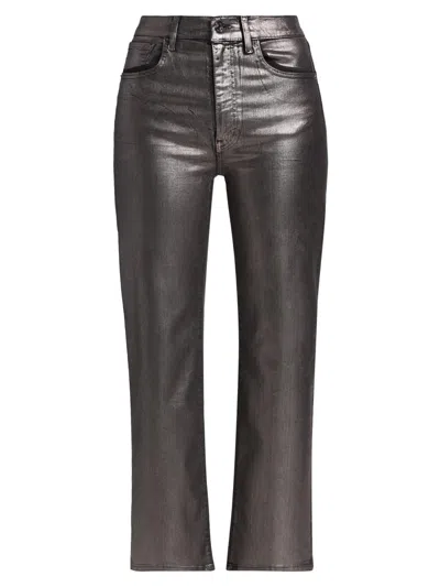 Frame Women's Le Sleek Coated Straight Pants In Black