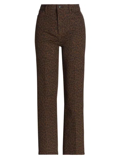 Frame Women's Le Sleek Leopard Straight-leg Jeans In Brown