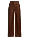 Frame Le Slim Palazzo Paneled Leather Flared Pants In Brown