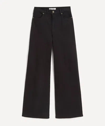 Frame Le Slim Palazzo Black Jeans With Logo Patch On The Rear And Wide Leg In Denim Woman