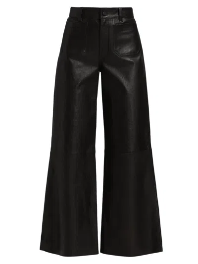 Frame Women's Le Slim Palazzo Modernist Leather Pants In Black
