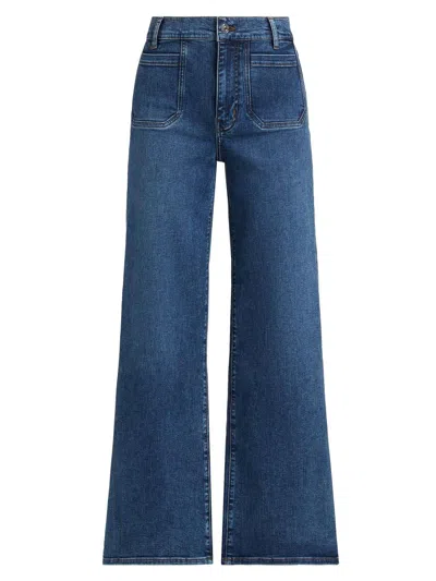 Frame Le Slim Palazzo Modernist High Rise Jeans In Savior In Blue
