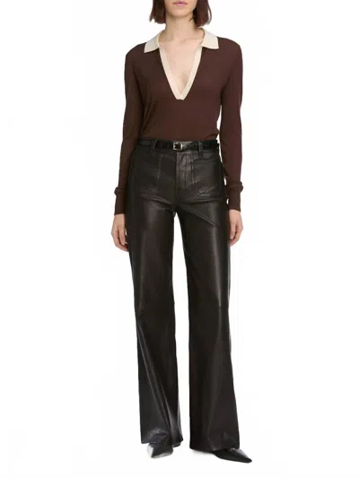 Frame Women's Le Slim Palazzo Modernist Pocket Leather Pants In Black