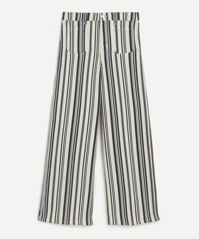 Frame Women's Le Slim Palazzo Modernist Pocket Navy Stripe Jeans