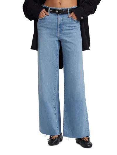 Frame Women's Le Slim Palazzo Raw-fray High-rise Jeans In Blue