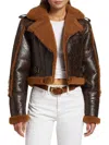 Frame Women's Leather Shearling Moto Jacket In Rust