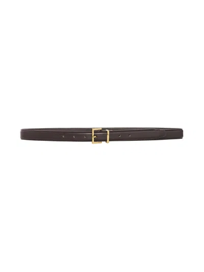 Frame Women's Leather Square Buckle Belt In Dark Brown