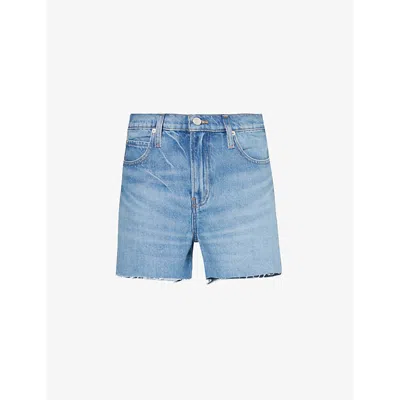 Frame The Vintage Relaxed Raw-hem Recycled-denim Shorts In Libra Medium Blue