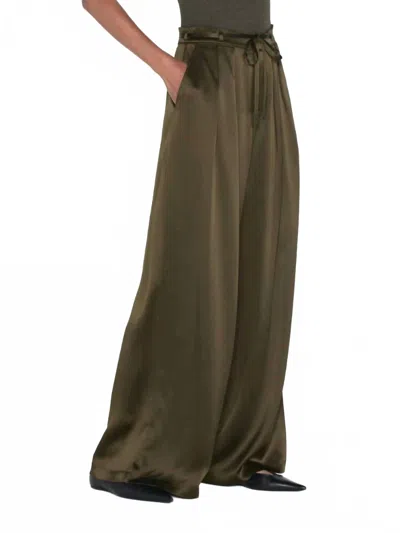 Frame Women's Long Silk Trouser In Rich Military In Multi